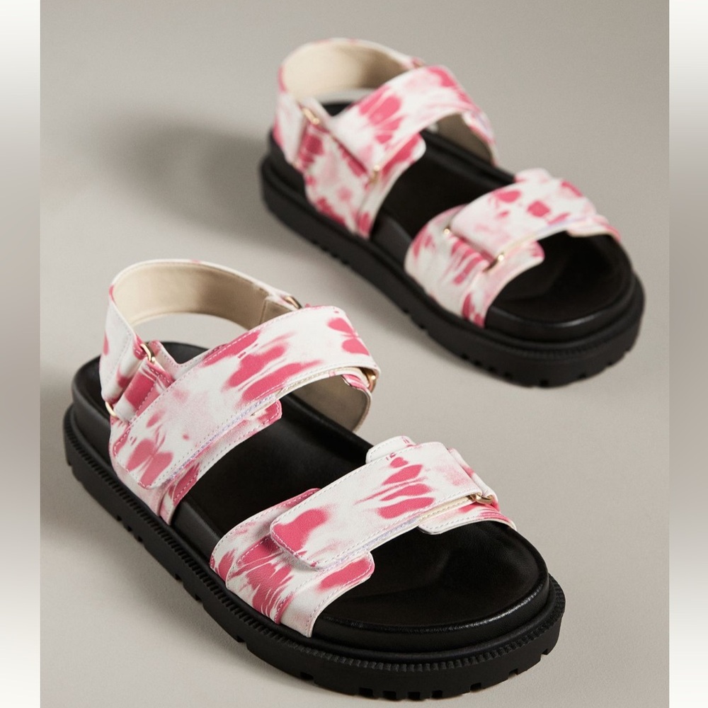 NWT! NEW IN BOX! Anthropologie Maeve Slingback Double Sandals Pink Combo 7/7.5
